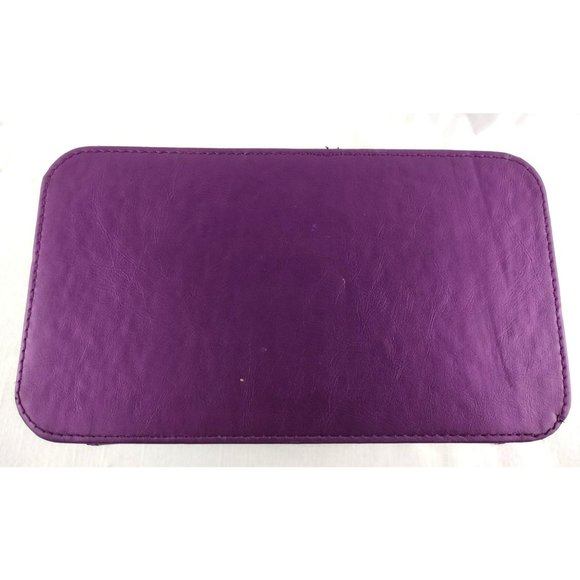 Purple Zipper Closure Makeup Cosmetics Beauty Product Travel Case Mirror Pockets - Picture 12 of 12